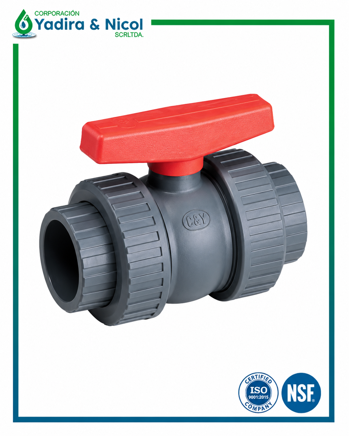 VÁLVULA CON DOBLE UNIVERSAL A PRESION CD PVC SCH-80 SH-DFP