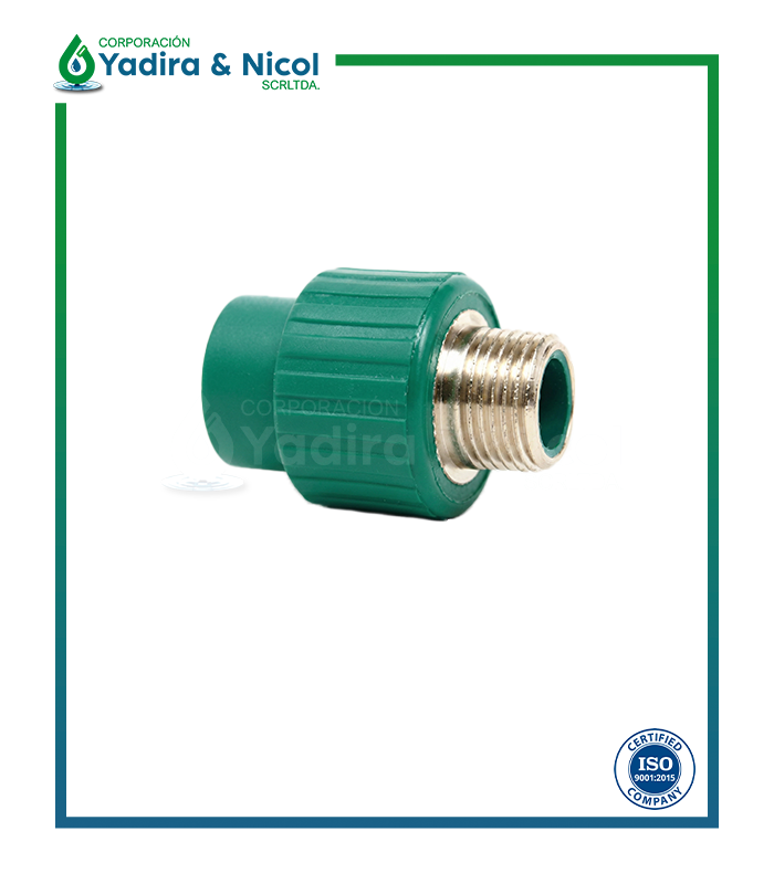 ADAPTADOR O CONECTOR MACHO CON INSERTO DE METAL PPR ROTOPLAS