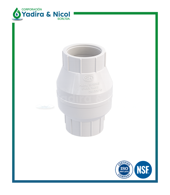 CHECK RESORTE BLANCO CON ROSCA PVC SH-DFP