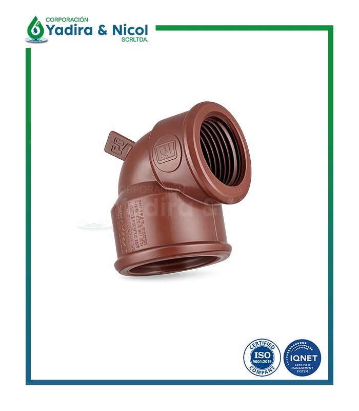 CODO CON REDUCCIÓN DE 90° CON ROSCA HIDRO PPH IPS