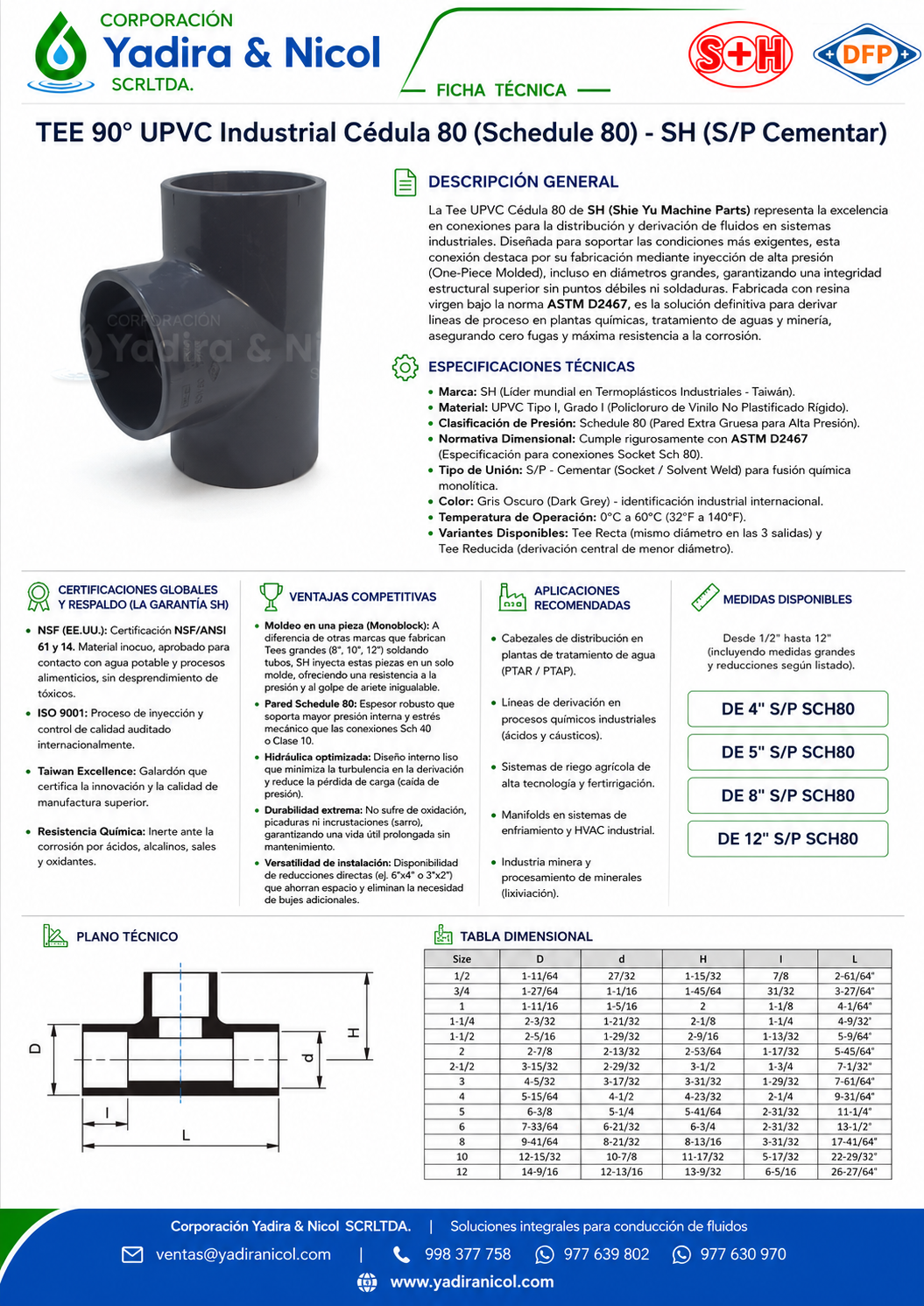 TEE A PRESIÓN PVC SCH-80 SH-DFP