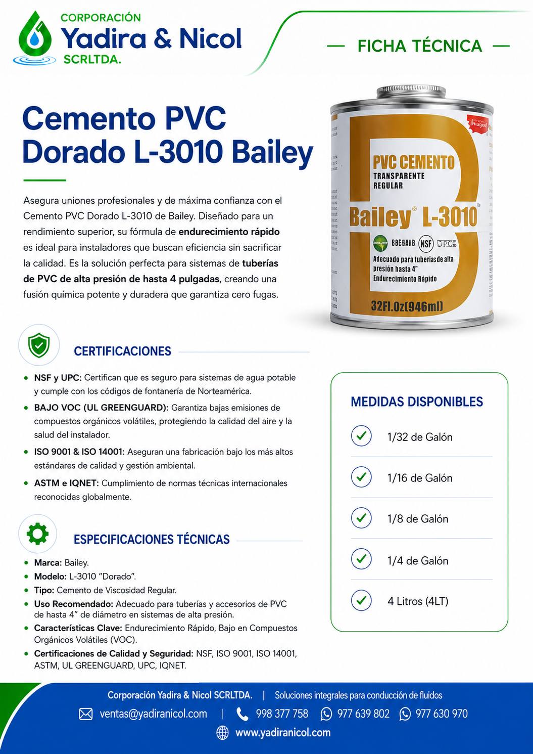 PEGAMENTO PVC CEMENTO DORADO L-3010 BAILEY