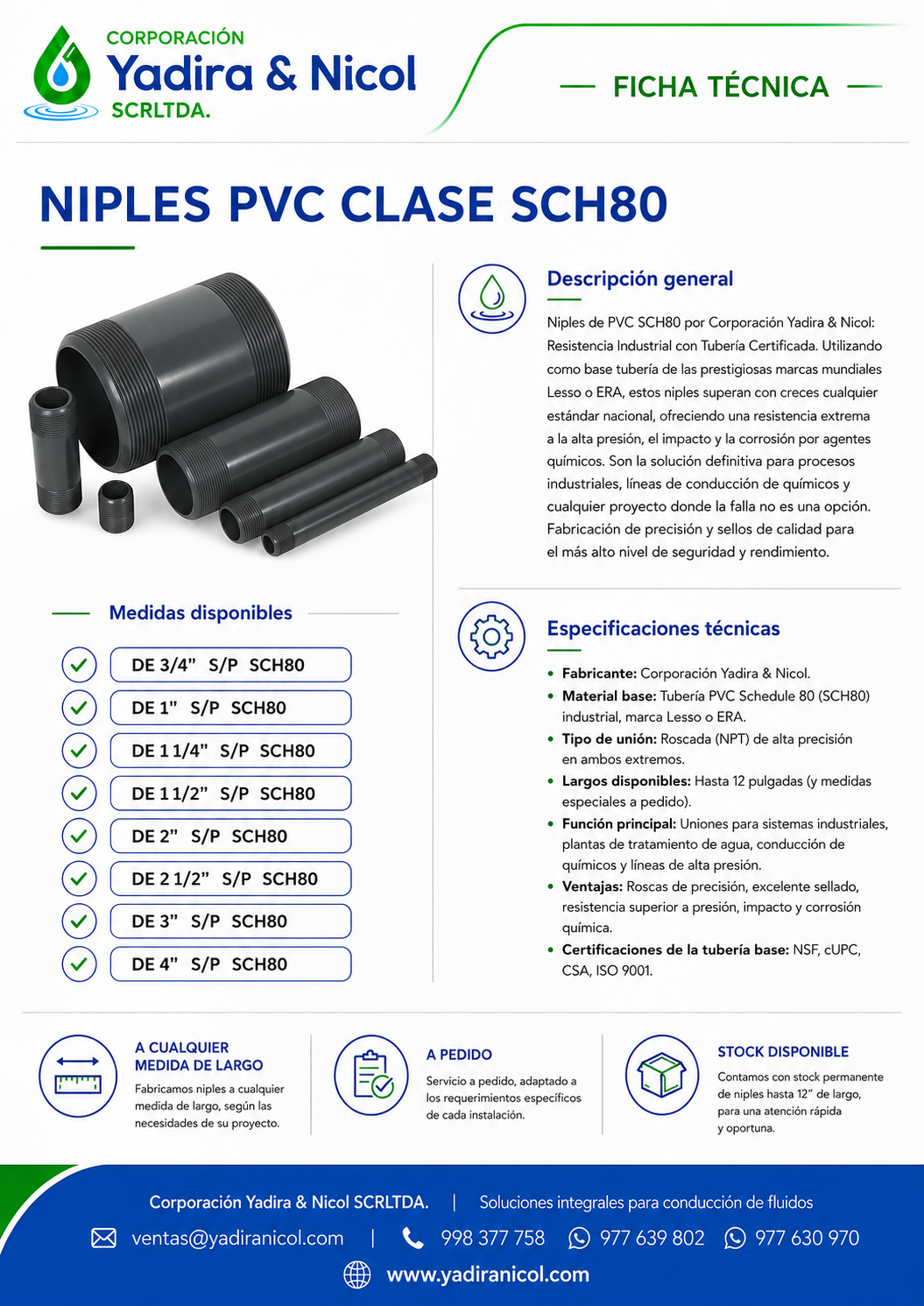 NIPLE DE PVC SCH-80 GERFOR
