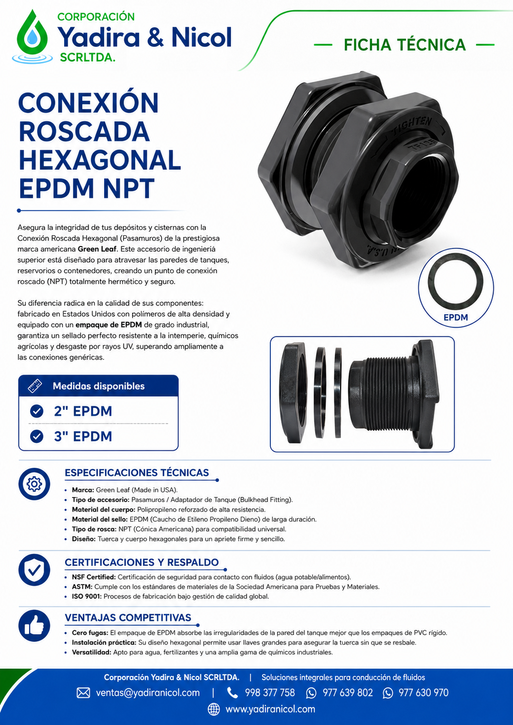 CONTRATUERCA PARA TANQUE EPDM GREENLEAF