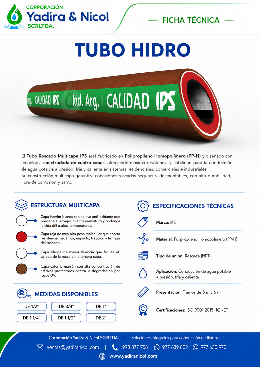 TUBO CON ROSCA HIDRO PPH IPS