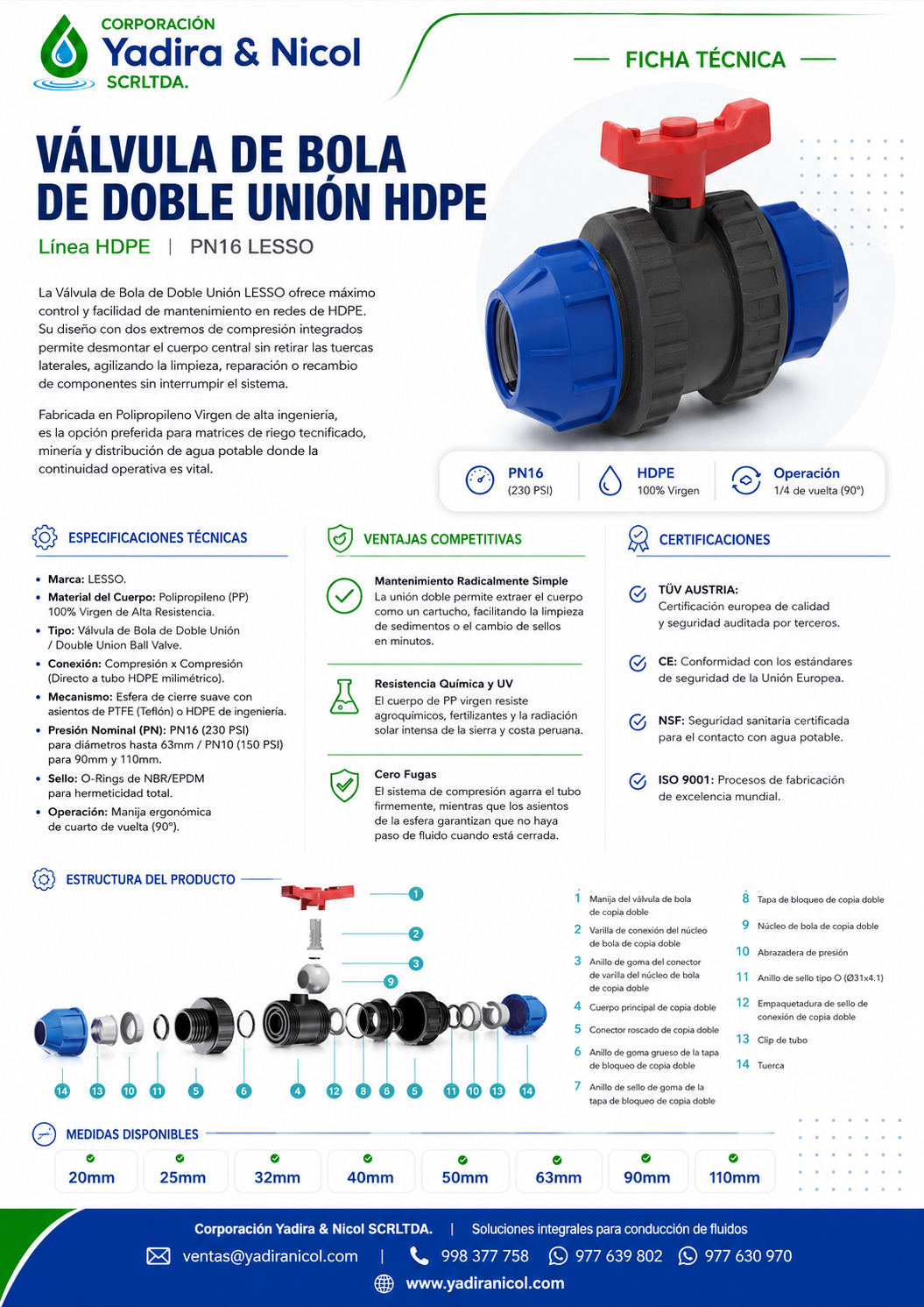 VÁLVULA CON DOBLE UNIVERSAL HDPE LESSO