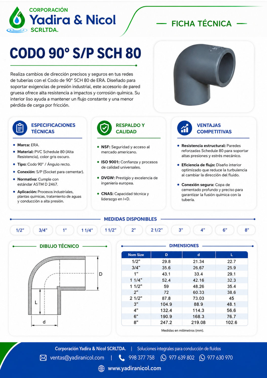 CODO DE 90° A PRESIÓN PVC SCH-80 LESSO