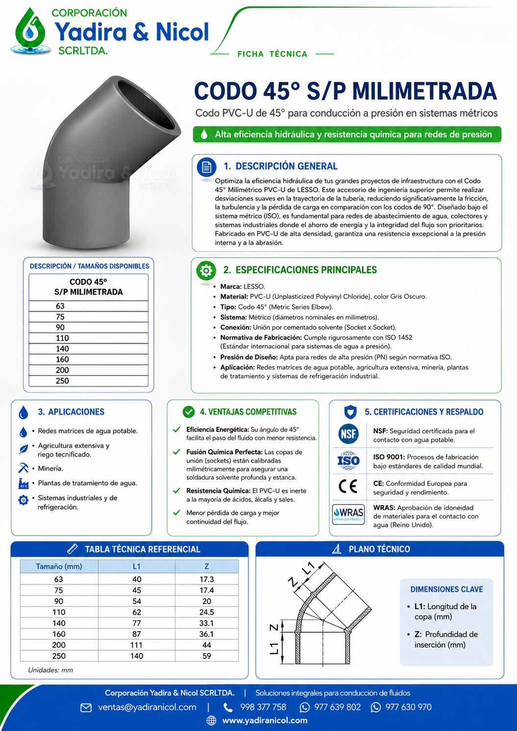 CODO DE 45° MILIMETRADO DIN PVC LESSO