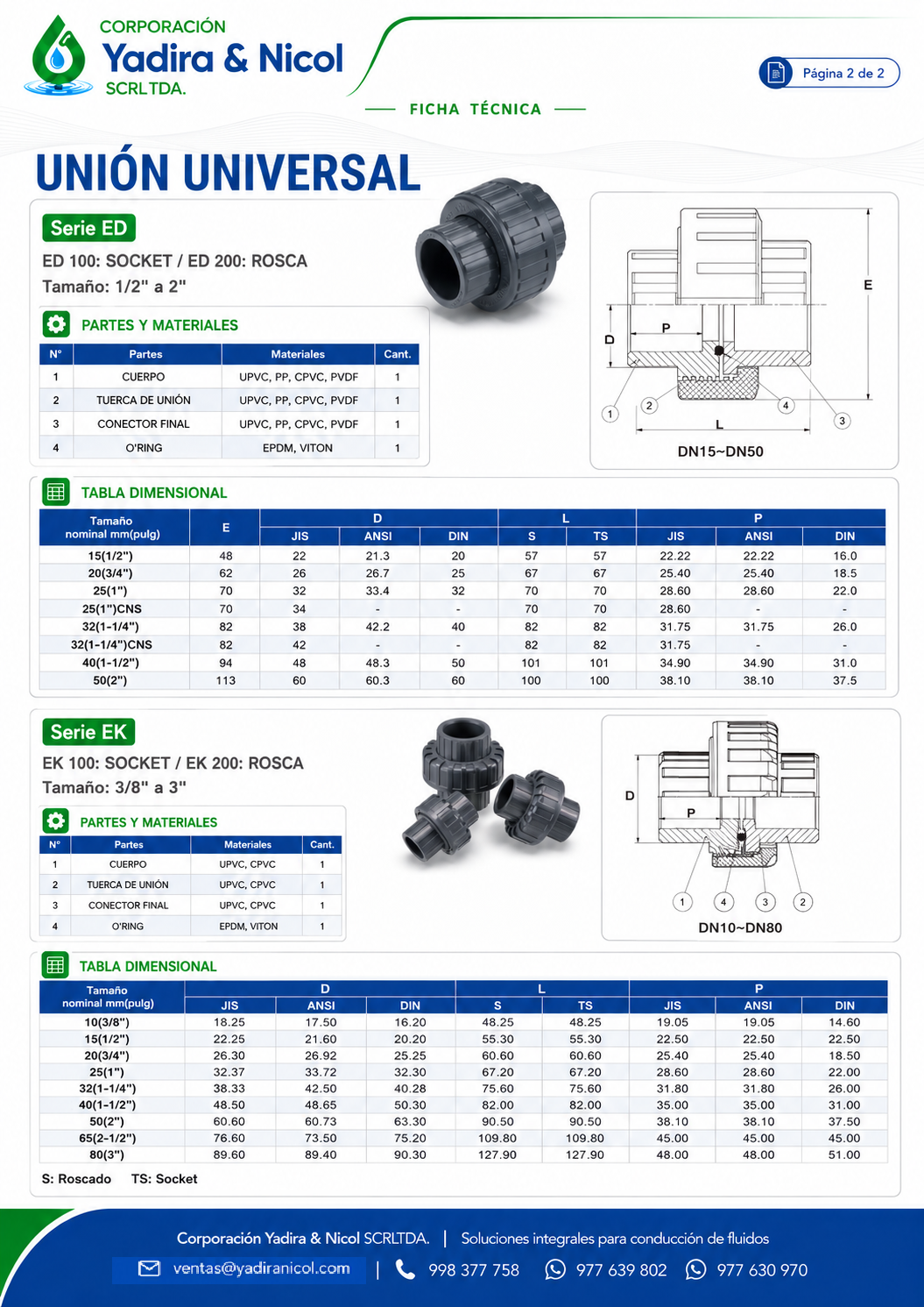 UNIÓN UNIVERSAL BLANCA CON ROSCA PVC SH-DFP