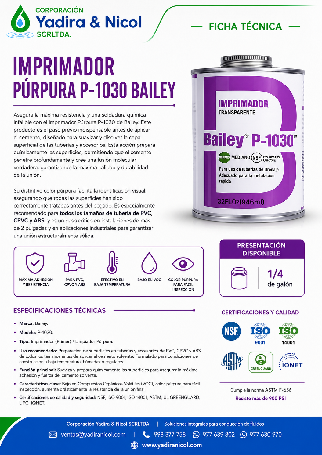 IMPRIMADOR TRANSPARENTE MORADO P-1030 BAILEY