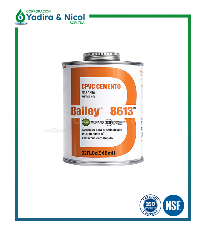 PEGAMENTO CPVC CEMENTO NARANJA 8613 BAILEY