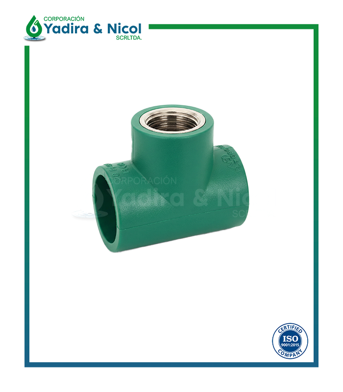 TEE CON ROSCA HEMBRA CON INSERTO DE METAL PPR ROTOPLAS