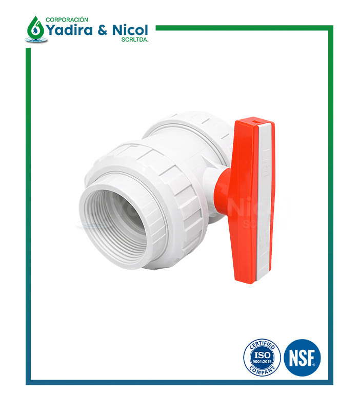 VÁLVULA CON DOBLE UNIÓN UNIVERSAL BLANCO CON ROSCA PVC ERA