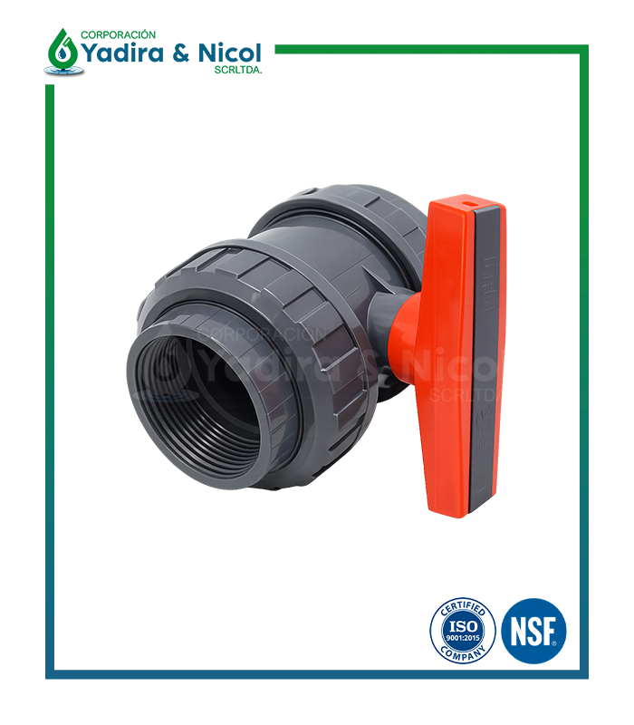 VÁLVULA CON DOBLE UNIÓN UNIVERSAL GRIS CON ROSCA PVC ERA