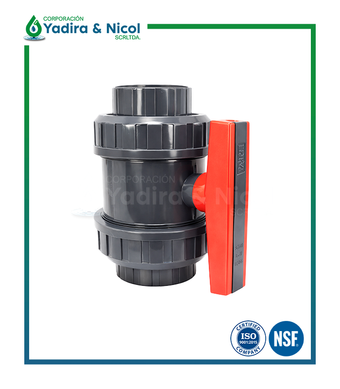VÁLVULA CON DOBLE UNIÓN UNIVERSAL GRIS A PRESIÓN PVC ERA
