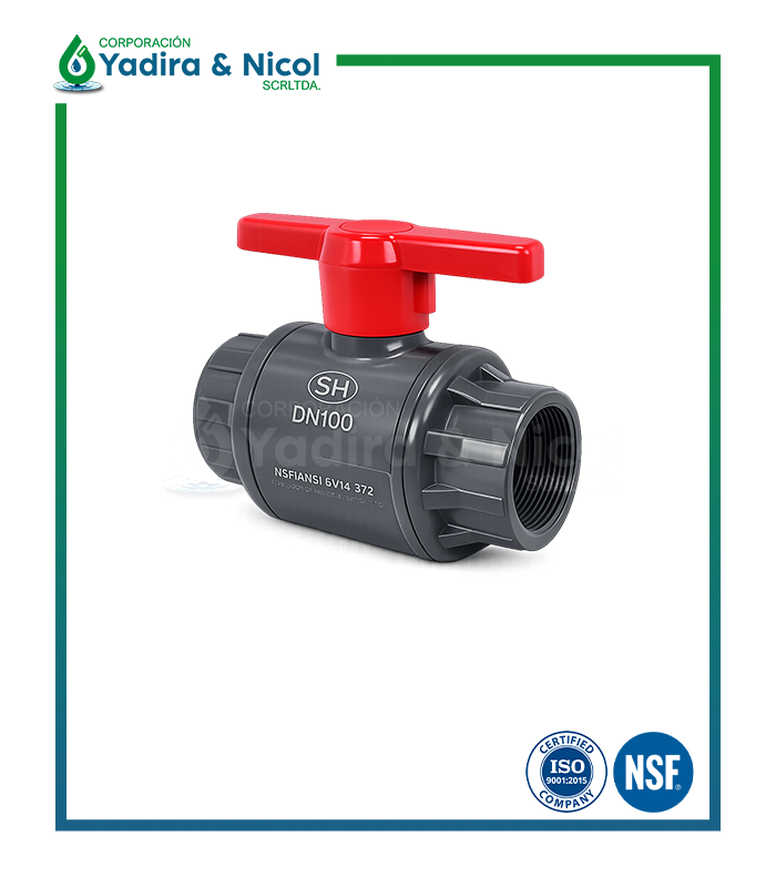 VÁLVULA ESFERICA GRIS CON ROSCA PVC SH-DFP