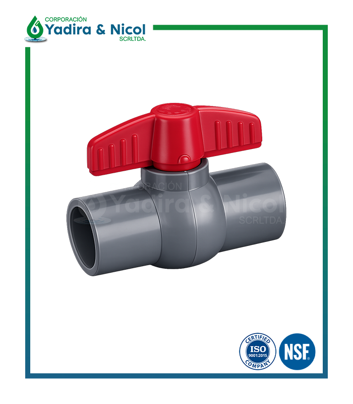 VÁLVULA ESFERICA SIMPLE GRIS A PRESIÓN PVC LD