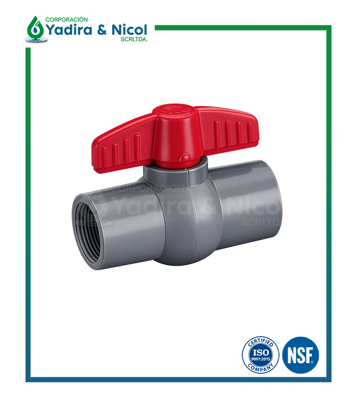 VÁLVULA ESFERICA SIMPLE GRIS CON ROSCA PVC LD