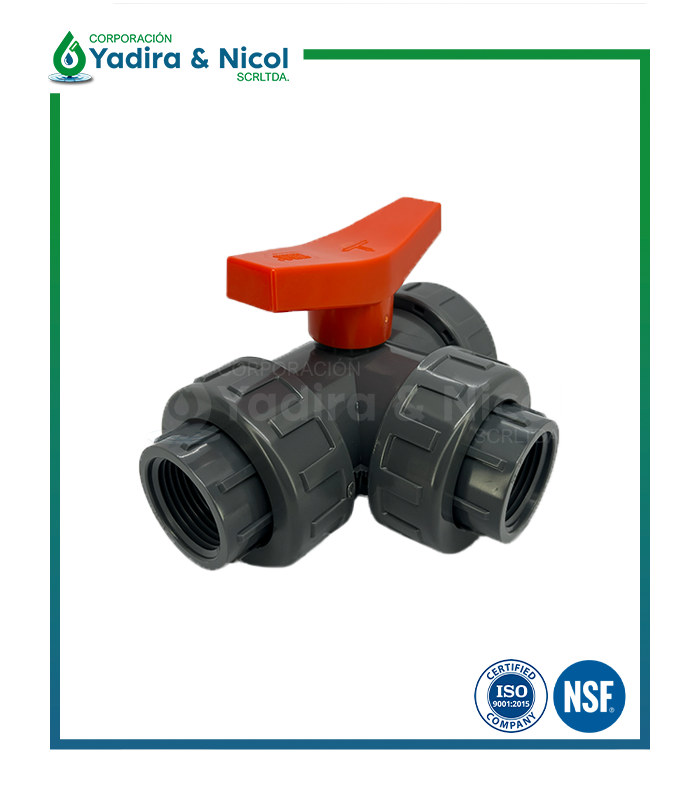 VÁLVULA TRIPLE CON ROSCA PVC SCH-80 ERA
